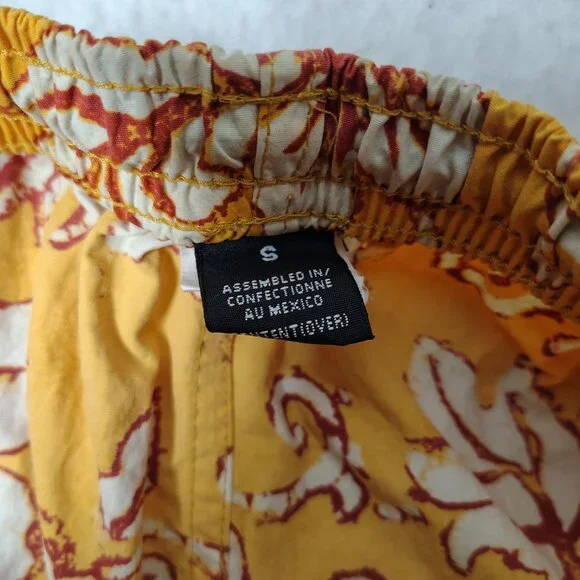 VINTAGE Patagonia Baggies Womens Orange Yellow Hibiscus Floral Print Swim Trunks - Picture 10 of 13